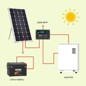 200W solar panel system wiring diagram with battery and MPPT controller